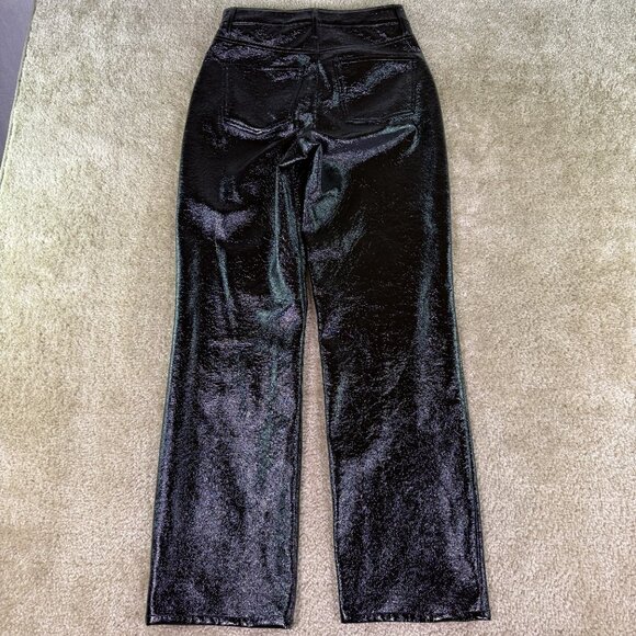 Express Womens Pants Size 4 Straight Leg Super High Rise Faux Leather Black E813 - Picture 7 of 13